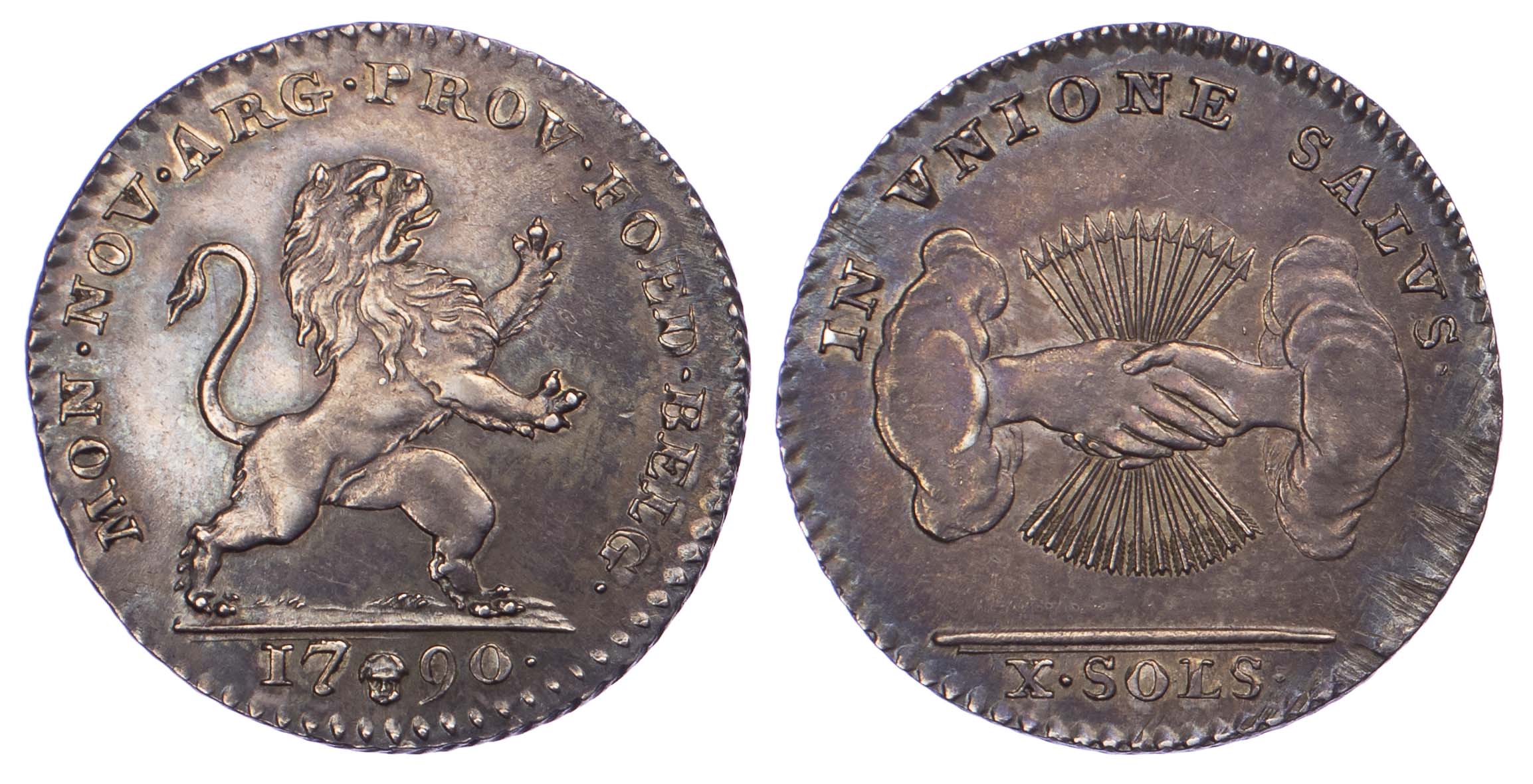 Belgium, United States of Belgium, Silver 10 Sols, 1790