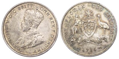 Australia, George V, Florin, 1916 M