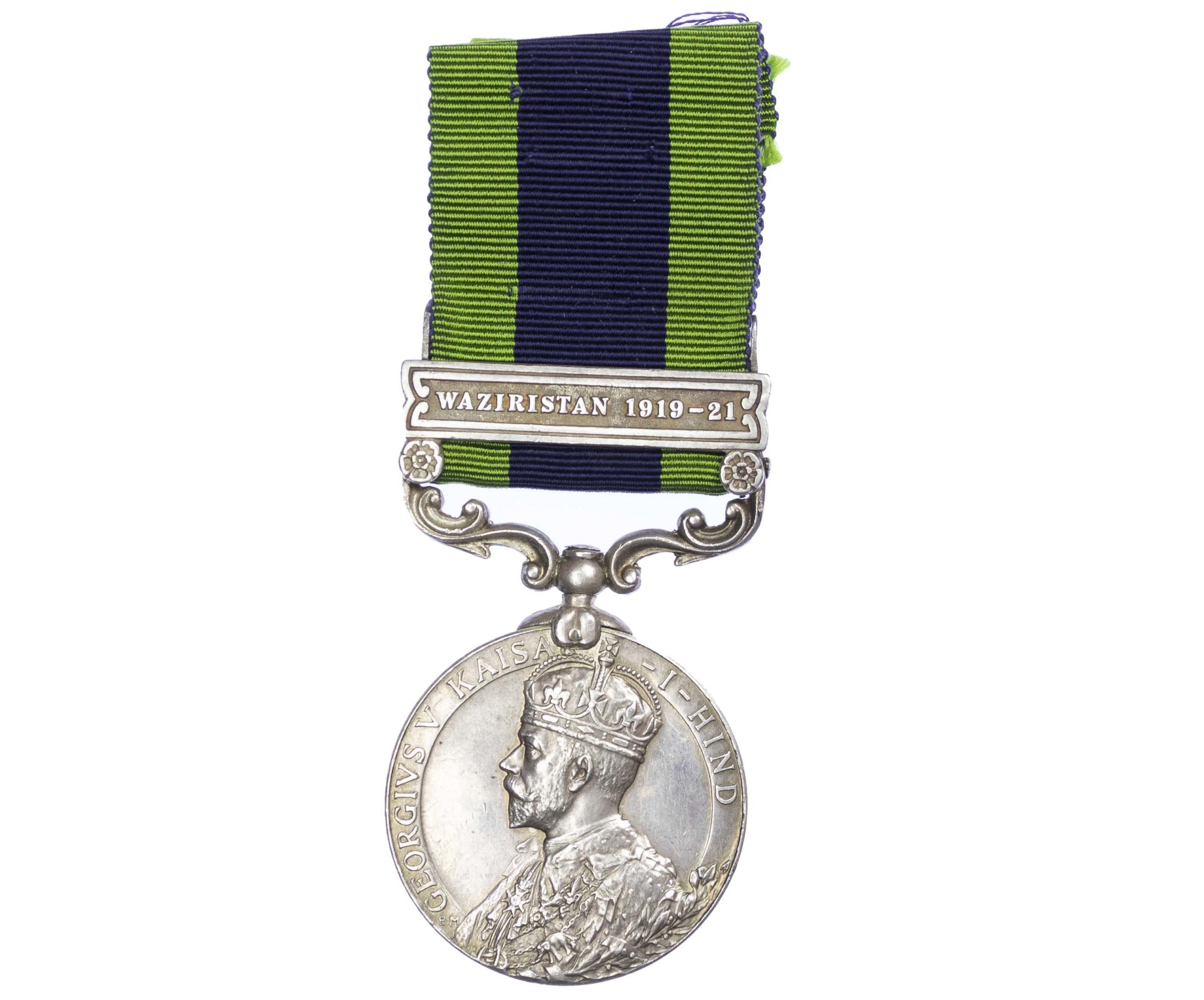 India General Service Medal 1908-1935, GVR, one clasp Waziristan 1919-21, to Jemadar Lall Chand