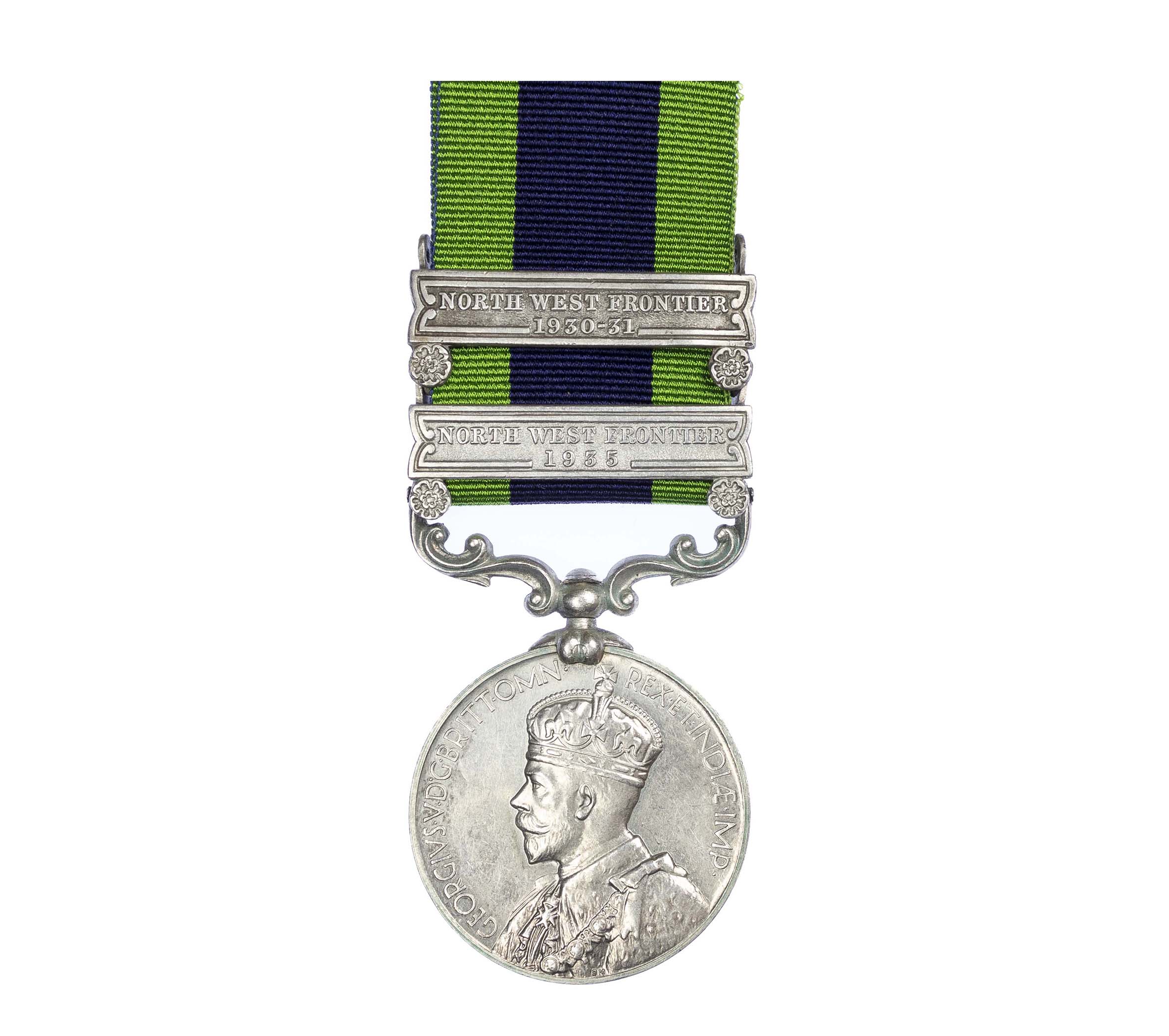 India General Service Medal 1908-1935, GVR, two clasps North West Frontier 1930-31, North West Frontier 1935 to Sapper Ganga Singh