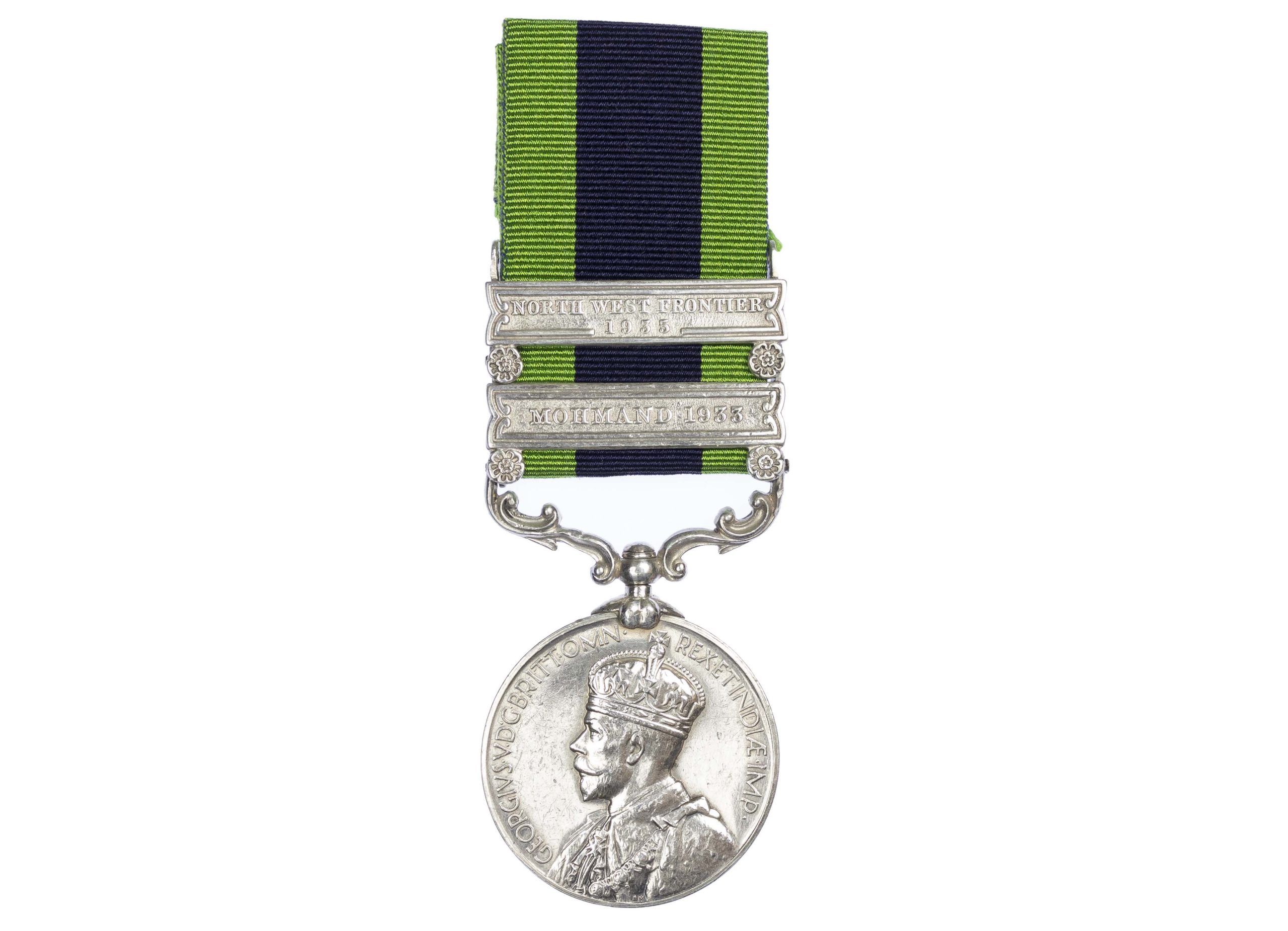 India General Service Medal 1908-1935, GVR, two clasps, Mohmand 1933, North West Frontier 1935, to Sepoy Amar Singh