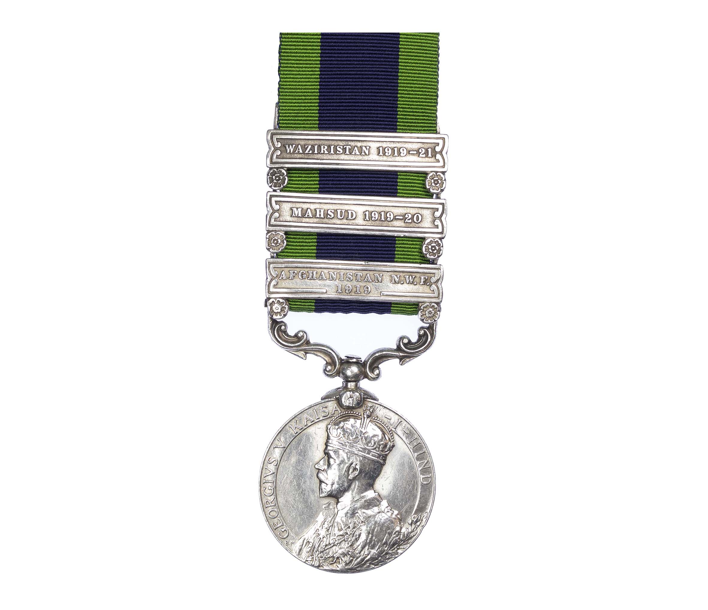 India General Service Medal 1908-1935, GVR, three clasps Afghanistan 1919, Mahsud 1919-20, Waziristan 1919-21 to Sepoy Shah Mohd