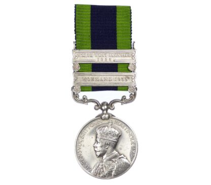 India General Service Medal 1908-35, two clasps, Mohamand 1933, North West Frontier 1935, to Sepoy Chaman Singh