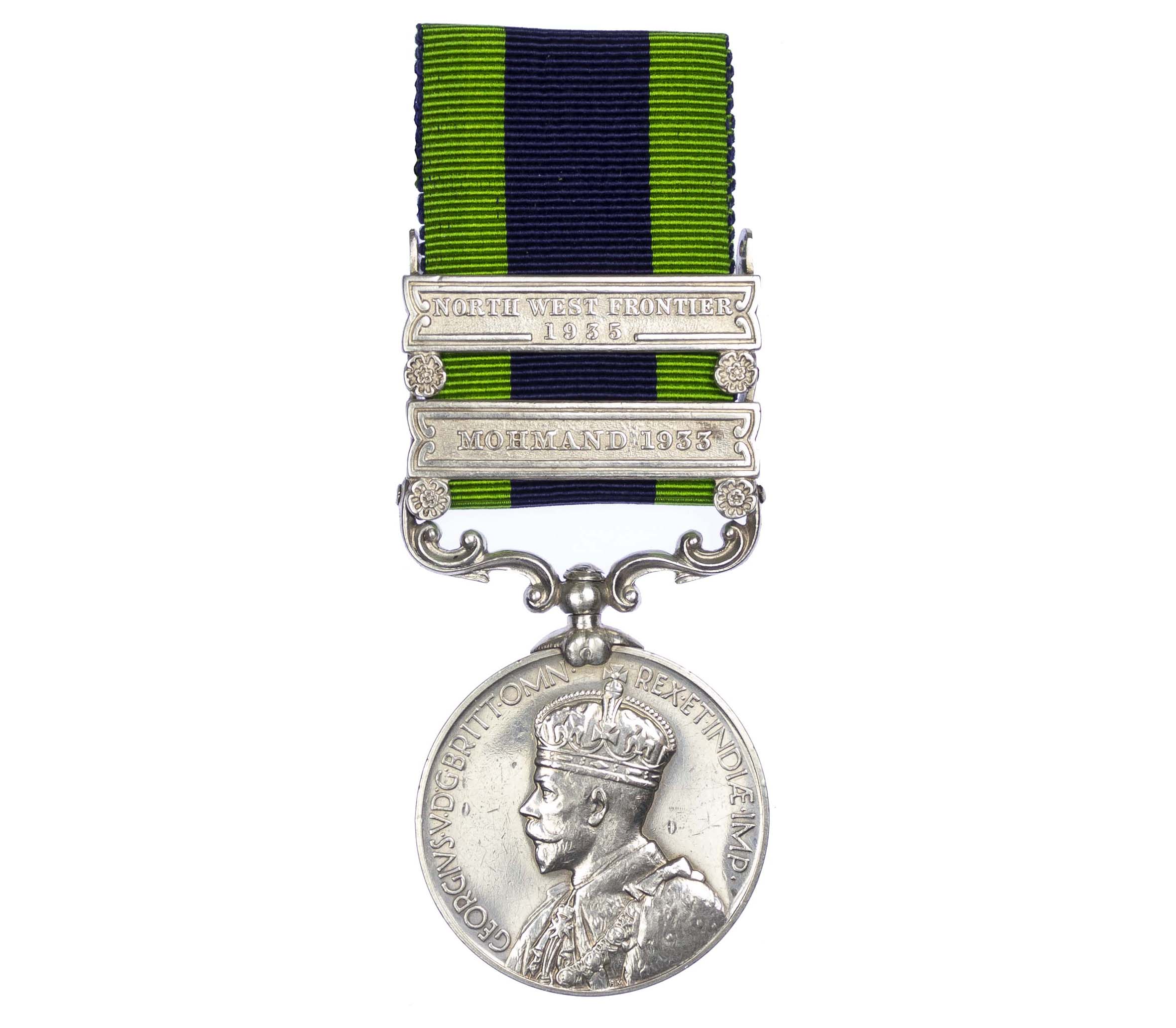 India General Service Medal 1908-35, two clasps, Mohamand 1933, North West Frontier 1935, to Sepoy Chaman Singh