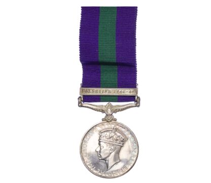 General Service Medal 1918-62, GVIR, one clasp Palestine1945-48 to Lance Corporal G.W. Jarvis