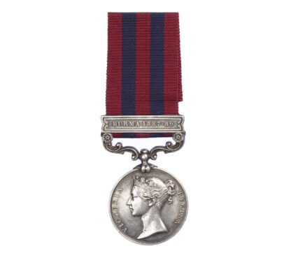 India General Service Medal 1854-95 One clasp, Burma 1887-89, to Private W. Wells