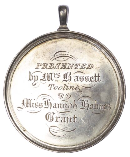 School prize medal, Mrs. Basset’s School, Tooting Silver reward 1824