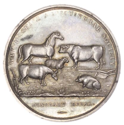 Agricultural prize medal, Warwickshire Agricultural Society silver medal circa 1880