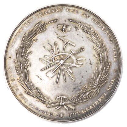 Agricultural prize medal, Warwickshire Agricultural Society silver medal circa 1880