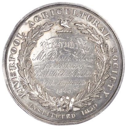 Agricultural prize medal, Liverpool Agricultural Society silver medal 1845