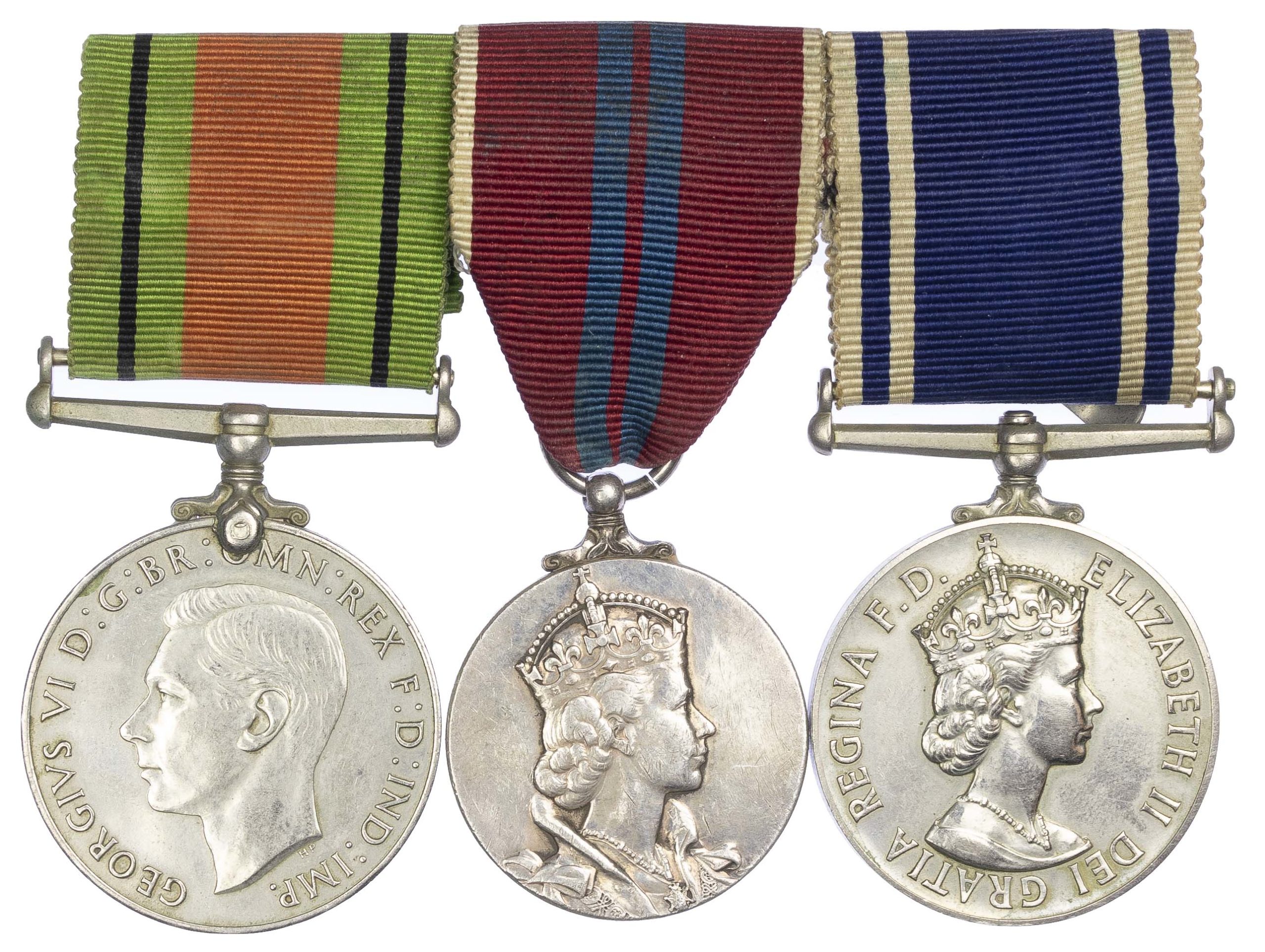 World War Two, Elizabeth the Second Coronation Medal, Police Long Service Group of three to Sergeant James Moore