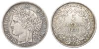 France, Silver 5 Francs, Ceres Type, 1851 A