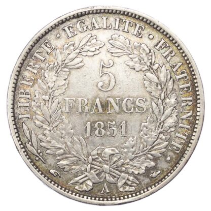 France, Silver 5 Francs, Ceres Type, 1851 A