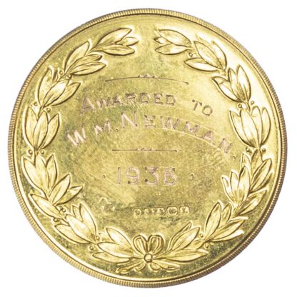 Agricultural prize medal, Worsley and district Agricultural and Horticultural Society gold cased medal 1936