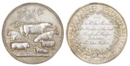 Agricultural prize medal, Birmingham and Midland Counties Exhibition Silver medal 1851