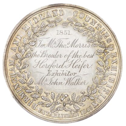 Agricultural prize medal, Birmingham and Midland Counties Exhibition Silver medal 1851