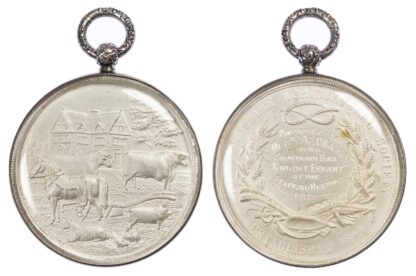 Agricultural prize medal, Staffordshire Agricultural Society silver cased medal 1923