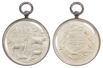 Agricultural prize medal, Staffordshire Agricultural Society silver cased medal 1923