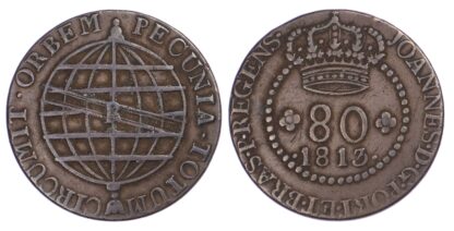 St, Thomas and Prince Islands (Colonial), João VI (1799-1816) copper 80 Réis