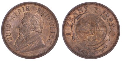 South Africa, Z.A.R, Paul Kruger bronze penny, 1898