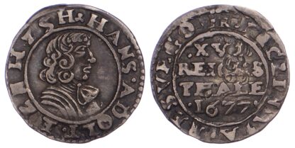 Germany, SCHLESWIG - HOLSTEIN - PLÖN, Johann Adolf, 1/16 Thaler, 1677