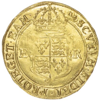 Elizabeth I (1558-1603), Sixth issue, Pound, initial mark key over woolpack (c.1594-98)