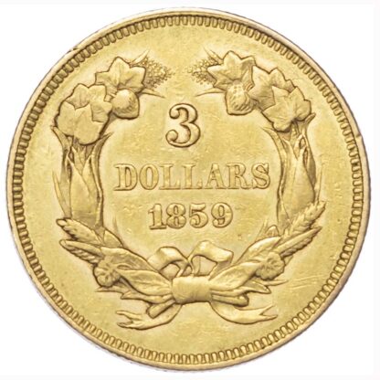 USA, 3 gold Dollars, 1859, Philadelphia