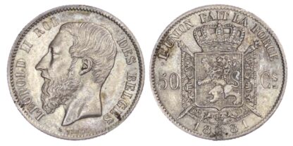 Belgium, Leopold II (1865-1910), silver 50 Centimes, 1881