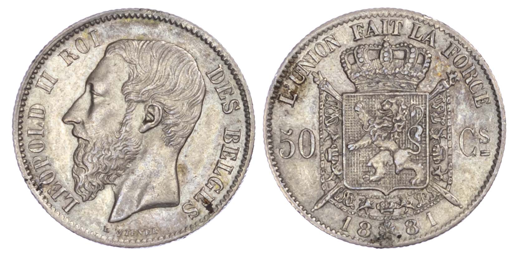 Belgium, Leopold II (1865-1910), silver 50 Centimes, 1881