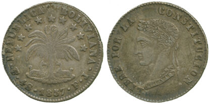 Bolivia, Republic, silver 4 Soles, 1857
