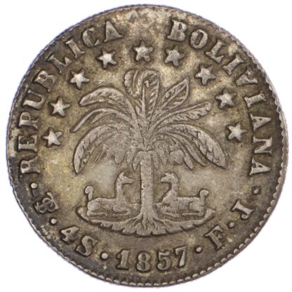 Bolivia, Republic, silver 4 Soles, 1857
