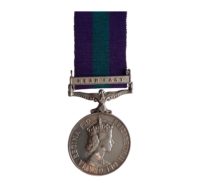 General Service Medal 1918-62, EiiR, one clasp, Near East to Sapper S. Theobald