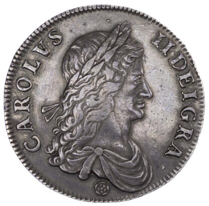 Charles II (1660-85), Crown, 1662, first laureate bust, Rose below