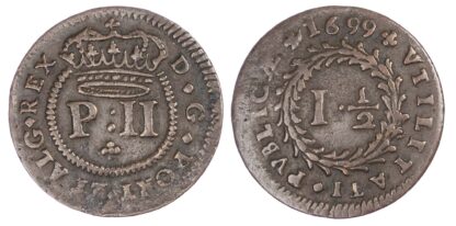 Portugal, Pedro II (1683-1706), copper Real e Meio