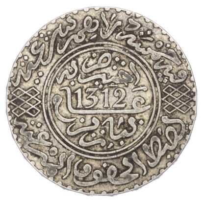 Morocco, Abdul Aziz I (AH 1311-1326/ AD 1894-1908), Silver 5 Dirham, AH1312 P