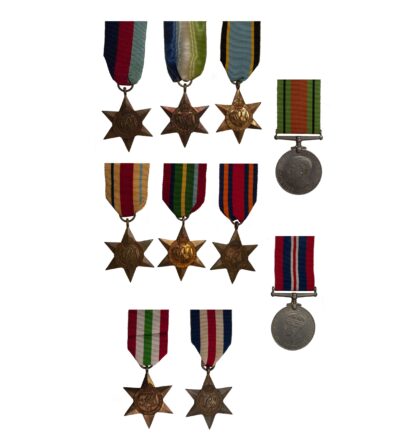 A complete set of the World War Two Campaign Stars and medals