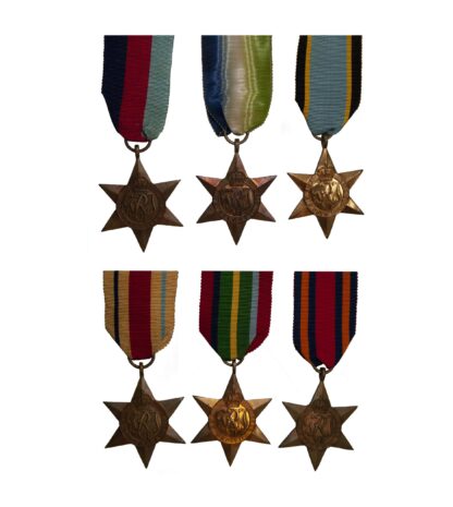 A complete set of the World War Two Campaign Stars and medals