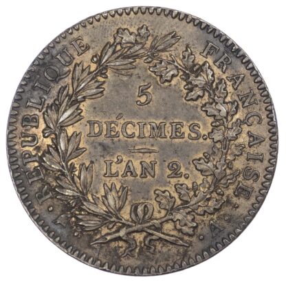 France, Republic (1792-1795 AD), Convention, bronze 5 Decimes, L'An 2, 1793, Paris