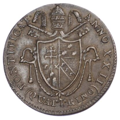 Italy, Papal States, Pius VII (1800-23), copper Quattrino, 1821-R