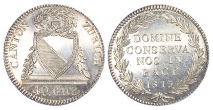 Switzerland, Canton of Zürich, silver 40 Batzen, 1813-B