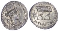 M. Plaetorius M.f. Cestianus, AR Denarius M. Plaetorius M.f. Cestianus, AR Denarius