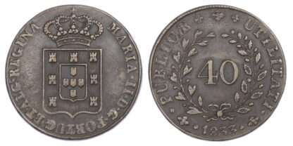 Portugal, Maria II (1834-53), bronze 40 Reis (Pataco), 1833