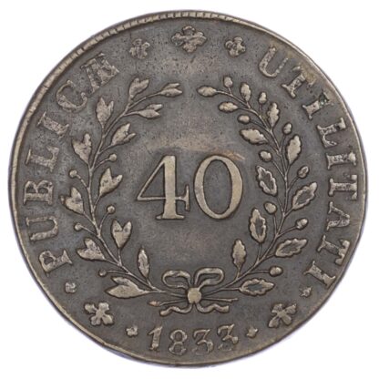 Portugal, Maria II (1834-53), bronze 40 Reis (Pataco), 1833