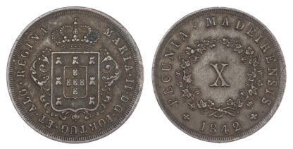 Portugal, Maria II (1834-53), copper 10 Reis, 1842, Madeira