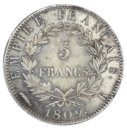 France, Napoleon (1804-1814), silver 5 Francs, 1809, Bordeaux