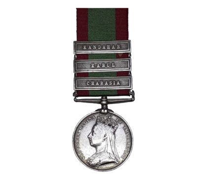 Afghanistan Medal, 1878-80, three clasps Charasia, Kabul, Kandahar to Private John Smith