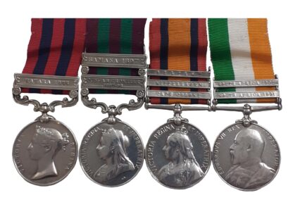A 1st and 2nd Battalion Royal Irish, India and Boer War, Group of 4 to Colour Sergeant Edward Burns