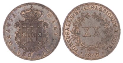Portugal, Maria II (1834-53), copper 20 Reis, 1847