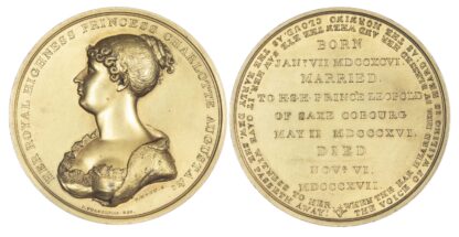 Princess Charlotte of Wales, Death, 1817, AE gilt medal