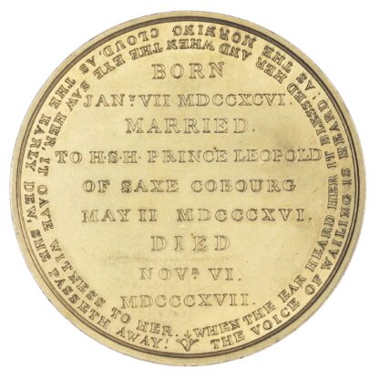Princess Charlotte of Wales, Death, 1817, AE gilt medal
